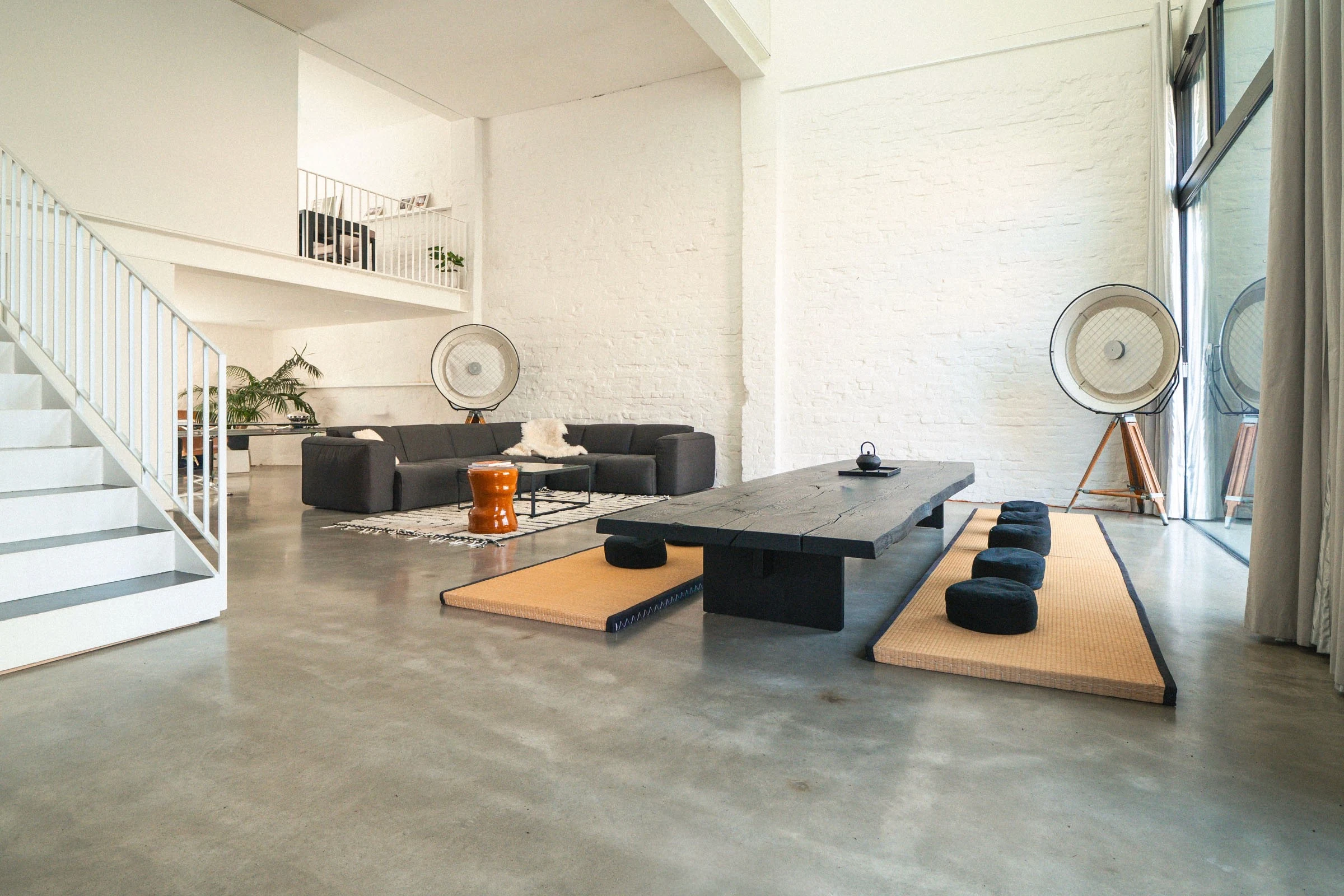 ABBY MOOD studio, white hall with the low table